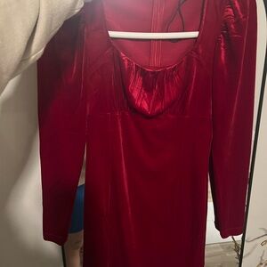 Elegant Red Velvet Dress